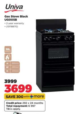 Univa Gas Stove Black UG005B