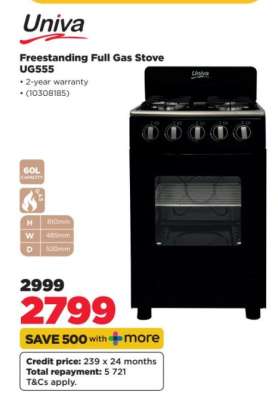 Univa Freestanding Full Gas Stove UG555