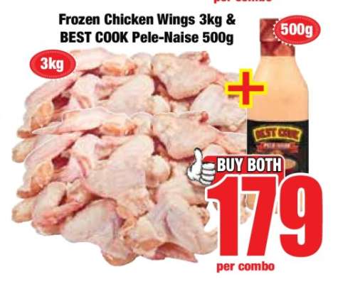 Frozen Chicken Wings 3kg & BEST COOK Pele-Naise 500g