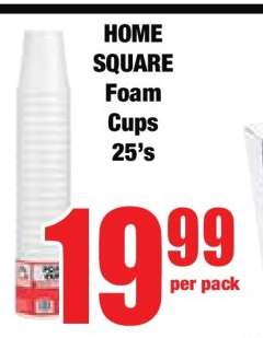 HOME SQUARE Foam Cups 25's