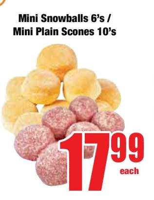 Mini Snowballs 6's / Mini Plain Scones 10's