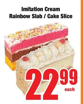Imitation Cream Rainbow Slab / Cake Slice