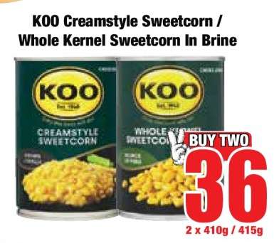KOO Creamstyle Sweetcorn / Whole Kernel Sweetcorn In Brine