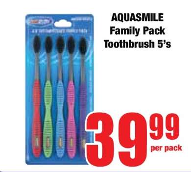 AQUASMILE Family Pack Toothbrush 5's