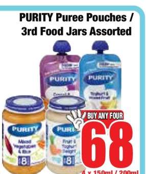 PURITY Puree Pouches & 3rd Food Jars Assorted