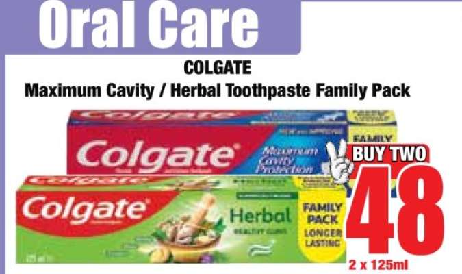 COLGATE Maximum Cavity / Herbal Toothpaste Family Pack