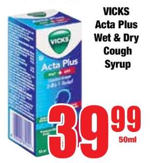 VICKS Acta Plus Wet + Dry Cough Syrup