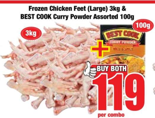 Frozen Chicken Feet (Large) 3kg & BEST COOK Curry Powder Assorted 100g