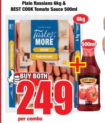 Plain Russians 6kg & BEST COOK Tomato Sauce 500ml