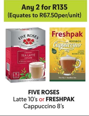 FIVE ROSES Latte 10's or FRESHPAK Cappuccino 8's