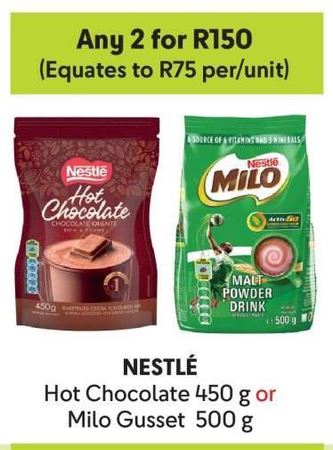 NESTLÉ Hot Chocolate 450 g or Milo Gusset 500 g