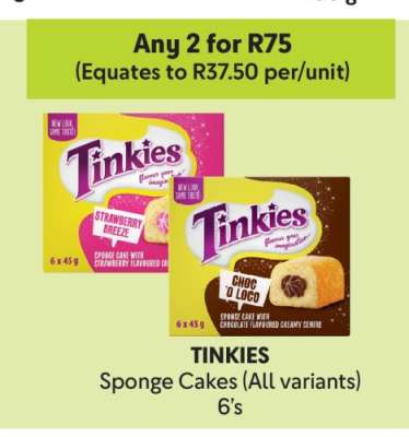 TINKIES Sponge Cakes (All variants) 6's