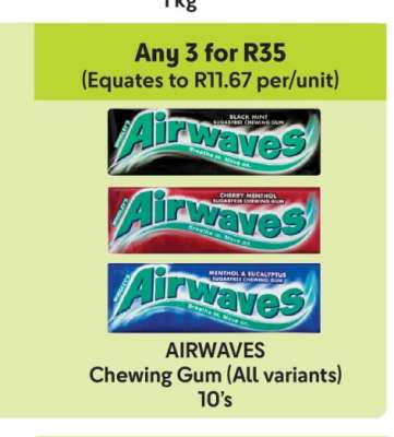AIRWAVES Chewing Gum (All variants) 10's
