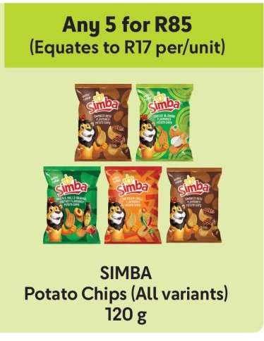 SIMBA POTATO CHIPS all variants