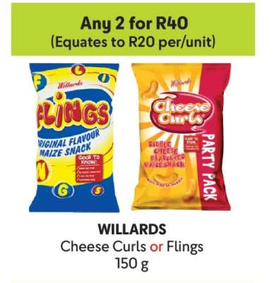 Willards Cheese Curls or Flings