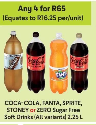 COCA-COLA, FANTA, SPRITE, STONEY or ZERO Sugar Free Soft Drinks