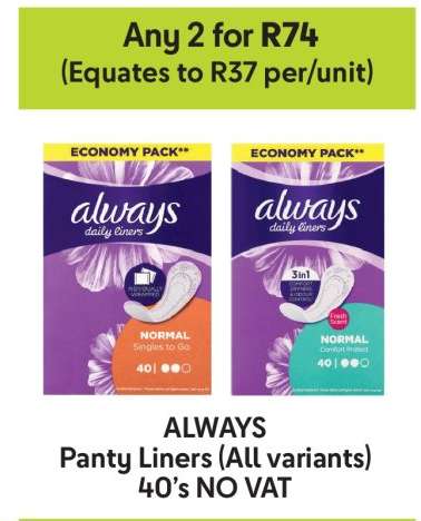 ALWAYS Panty Liners (All variants) 40's NO VAT