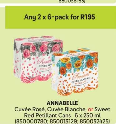 ANNABELLE Cuvée Rosé, Cuvée Blanche or Sweet Red Petillant Cans