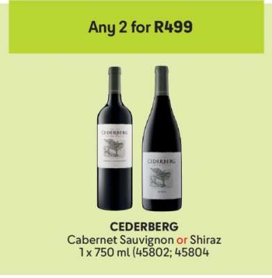 CEDERBERG Cabernet Sauvignon or Shiraz