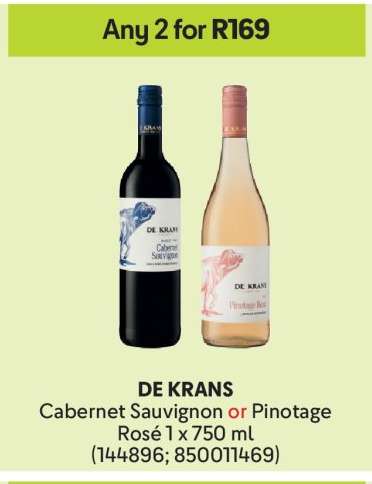 DE KRANS Cabernet Sauvignon or Pinotage Rosé