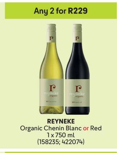 REYNEKE Organic Chenin Blanc or Red