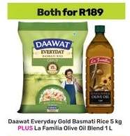 Daawat Everyday Gold Basmati Rice 5 kg PLUS La Familia Olive Oil Blend 1 L