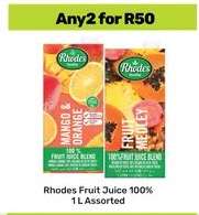Rhodes Fruit Juice 100% 1L Assorted