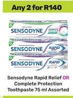 Sensodyne Rapid Relief OR Complete Protection Toothpaste