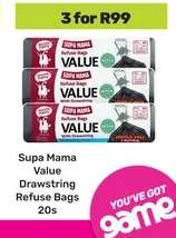 Supa Mama Value Drawstring Refuse Bags 20s