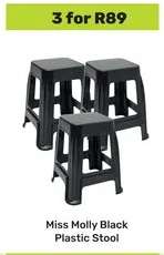 Miss Molly Black Plastic Stool