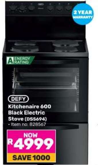 Defy Kitchenaire 600 Black Electric Stove DSS694