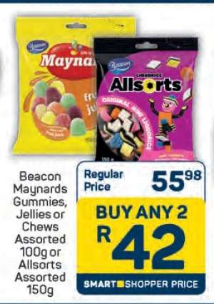 Beacon Maynards Gummies, Jellies or Chews Assorted 100g or Allsorts Assorted 150g