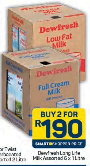 Dewfresh Long Life Milk Assorted 6 x 1 Litre