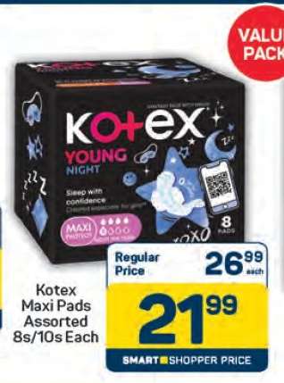 Kotex Maxi Pads Assorted 8s/10s Each
