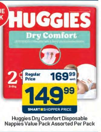 Huggies Dry Comfort Disposable Nappies Value Pack Assorted Per Pack