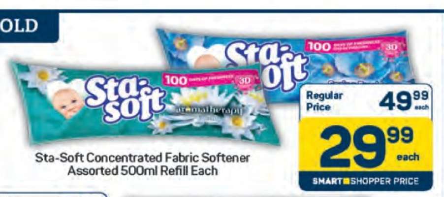 Sta-Soft Concentrated Fabric Softener Assorted 500ml Refill Each