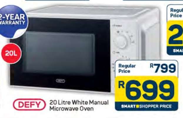 DEFY 20 Litre White Manual Microwave Oven