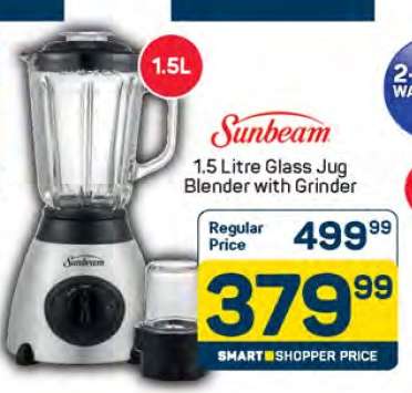 Sunbeam 1.5 Litre Glass Jug Blender with Grinder