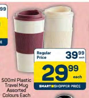 500ml Plastic Travel Mug Assorted Colours Each