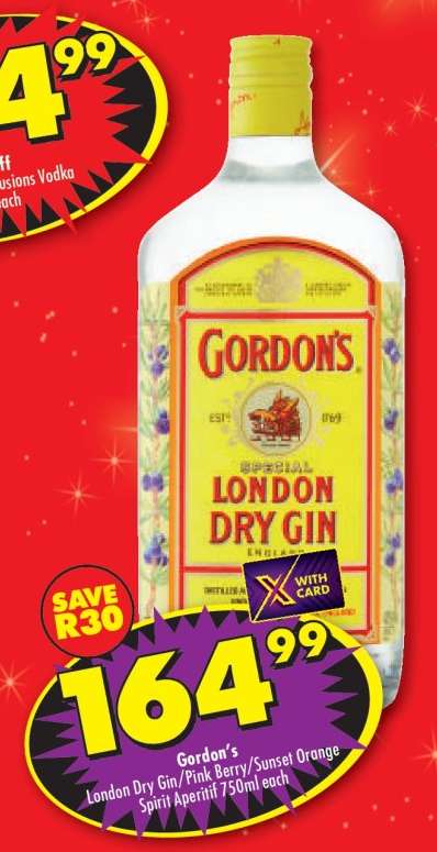 Gordon's London Dry Gin/Pink Berry/Sunset Orange Spirit Aperitif 750ml each