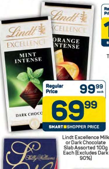 Lindt Excellence Milk or Dark Chocolate Slab Assorted 100g