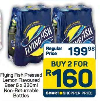 Flying Fish Pressed Lemon Flavoured Beer 6 x 330ml Non-Returnable Bottles