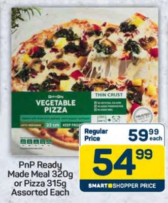PnP Ready Made Meal 320g or Pizza 315g Assorted Each