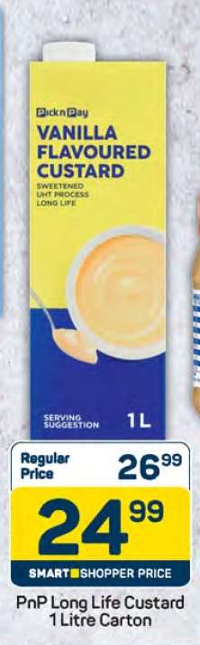 PnP Long Life Custard 1 Litre Carton