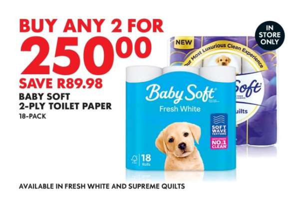 BABY SOFT 2-PLY TOILET PAPER