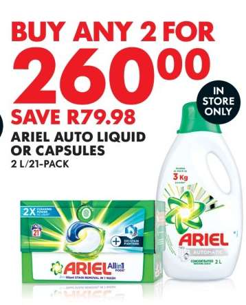 ARIEL AUTO LIQUID OR CAPSULES