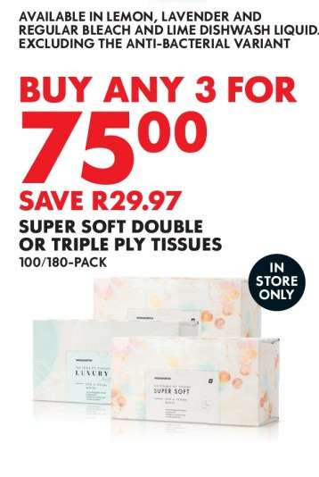 Super Soft Double or Triple Ply Tissues