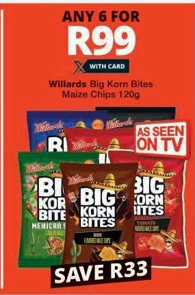 Willards Big Korn Bites Maize Chips 120g