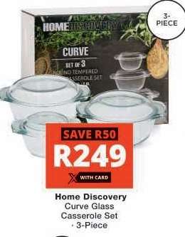 Home Discovery Curve Glass Casserole Set