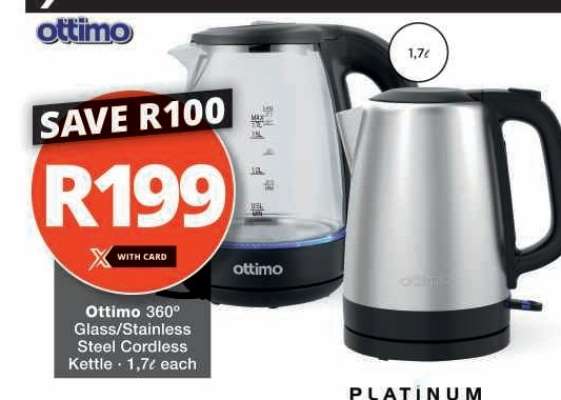 Ottimo 360° Glass/Stainless Steel Cordless Kettle